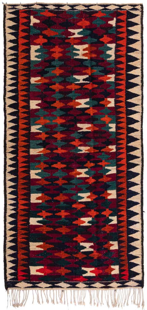 4' 6 x 9' Hand Woven Kilim Fars Wool Runner Rug