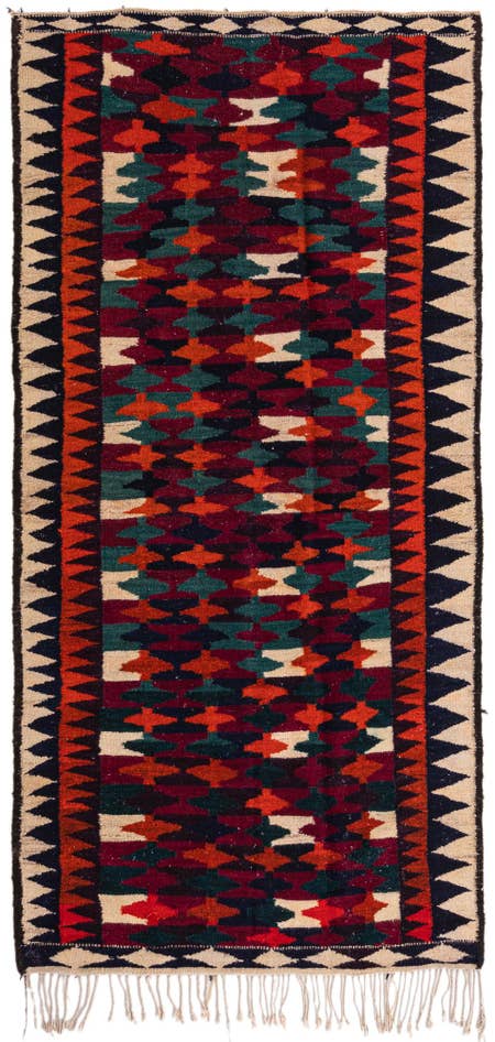 Detail image of 4' 6 x 9' Hand Woven Kilim Fars Wool Runner Rug