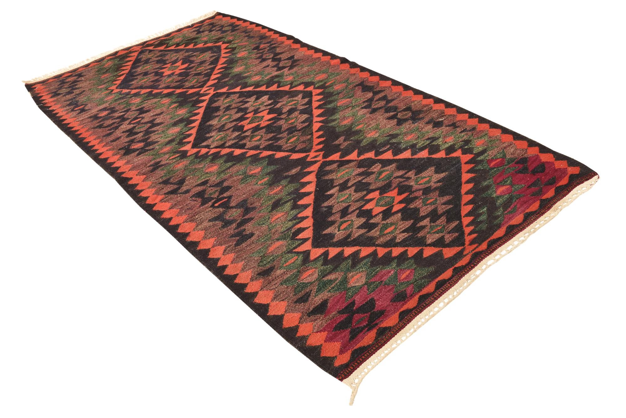 4' 5 x 8' 4 Hand Woven Kilim Fars Wool Runner Rug