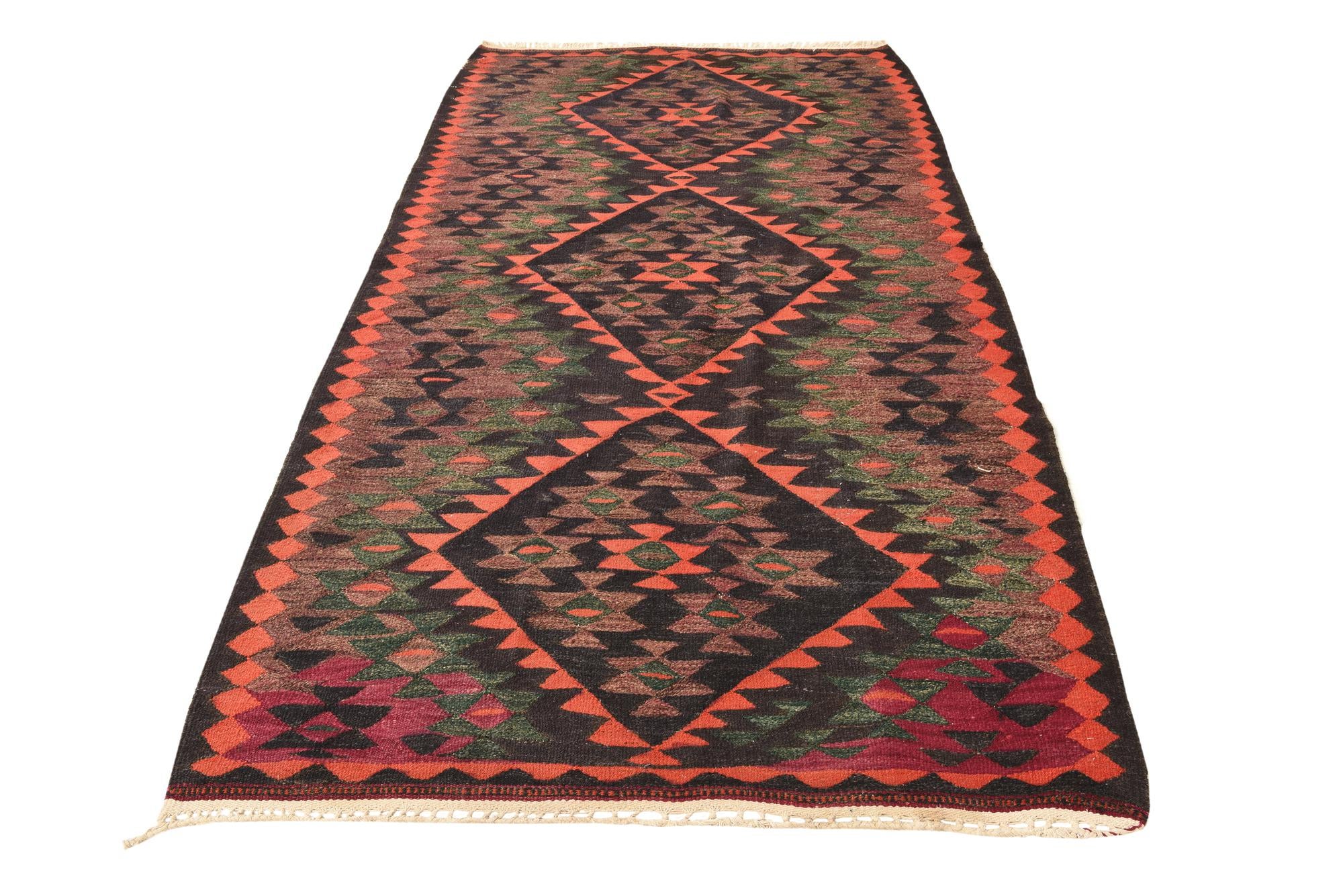 4' 5 x 8' 4 Hand Woven Kilim Fars Wool Runner Rug