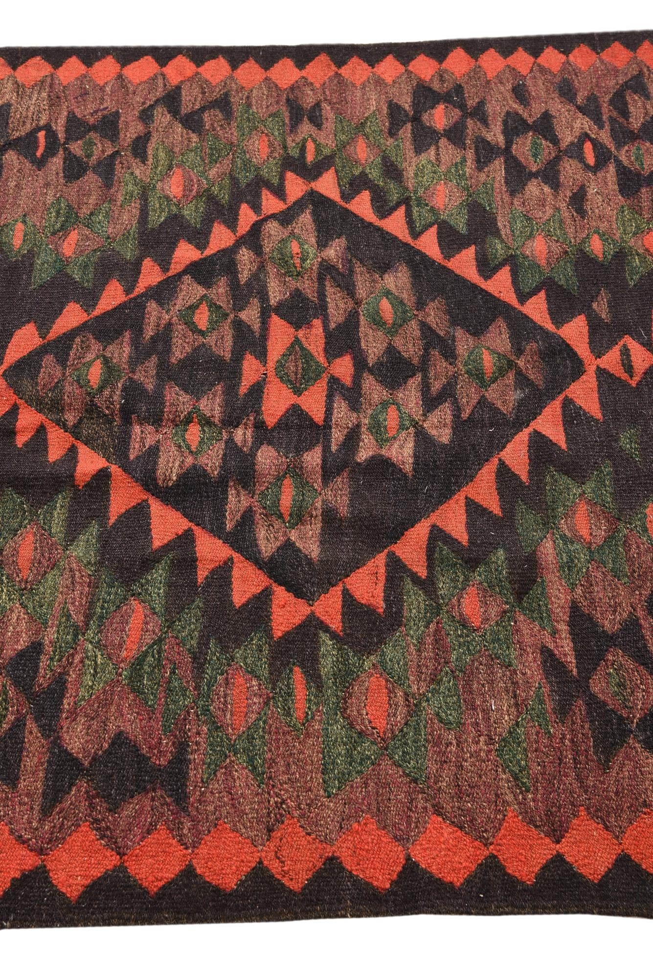 4' 5 x 8' 4 Hand Woven Kilim Fars Wool Runner Rug