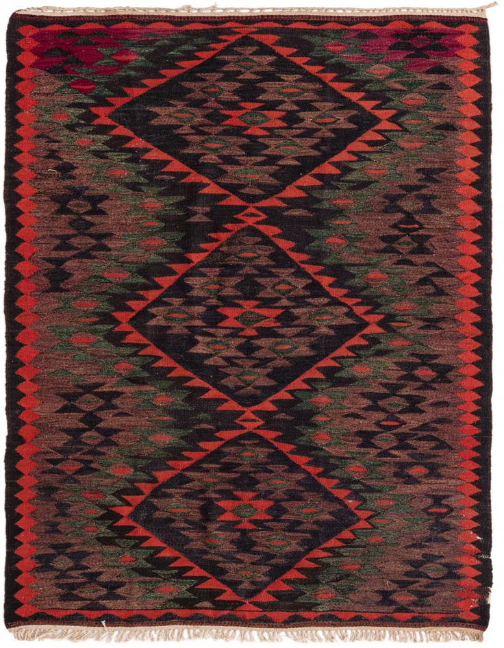 Detail image of 4' 5 x 8' 4 Hand Woven Kilim Fars Wool Runner Rug
