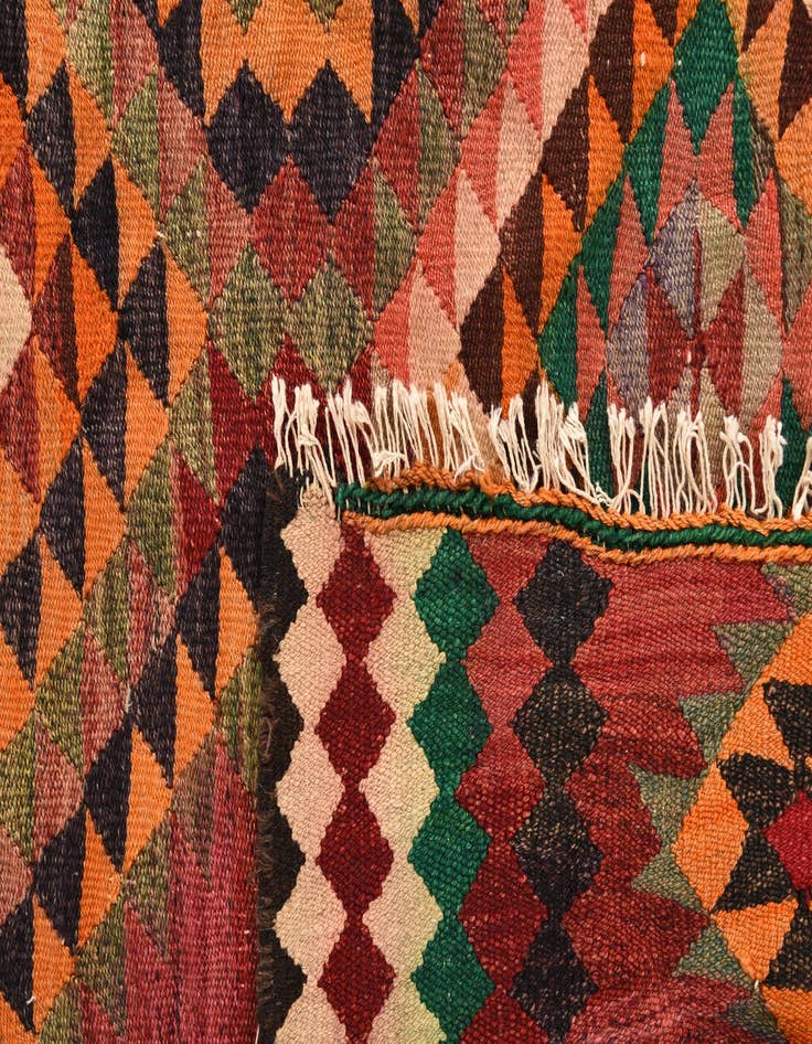 Detail image of 4' 6 x 9' 8  Hand Woven Kilim Fars Wool Runner Rug