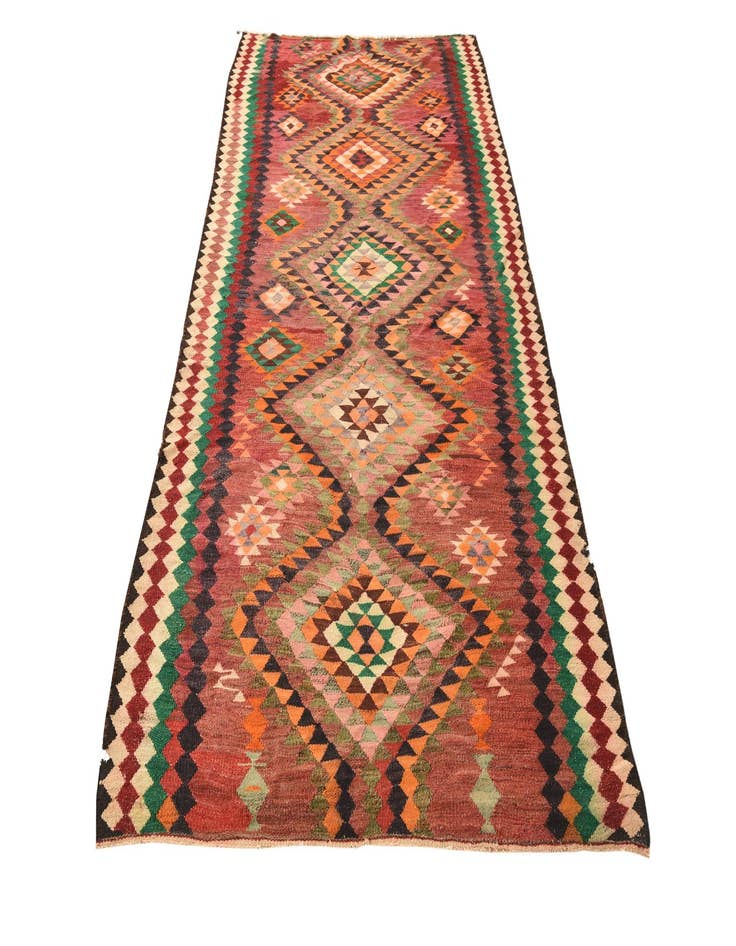 Detail image of 4' 6 x 9' 8  Hand Woven Kilim Fars Wool Runner Rug
