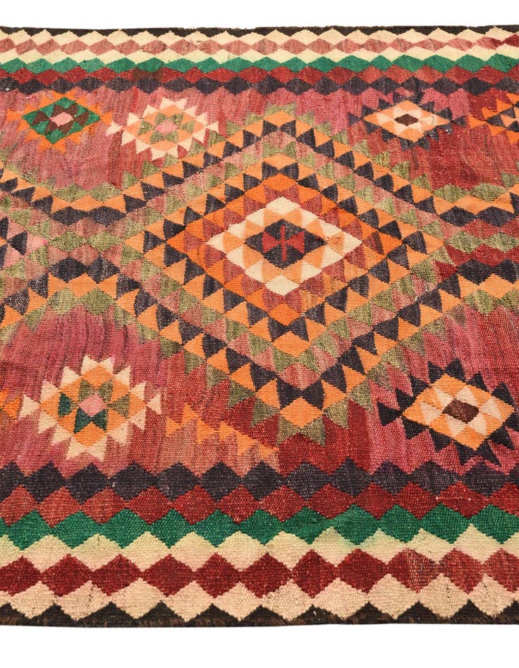 Detail image of 4' 6 x 9' 8  Hand Woven Kilim Fars Wool Runner Rug