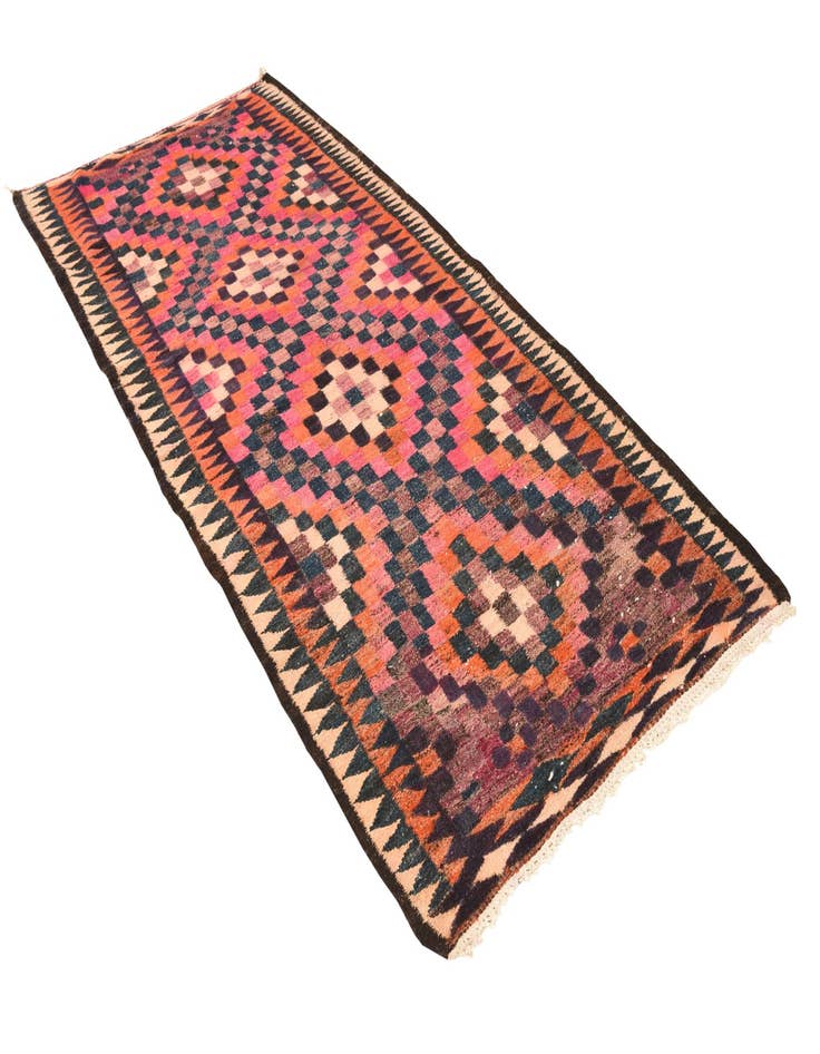 Detail image of 4' 2 x 9' 3  Hand Woven Kilim Fars Wool Runner Rug