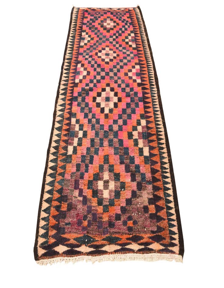 Detail image of 4' 2 x 9' 3  Hand Woven Kilim Fars Wool Runner Rug