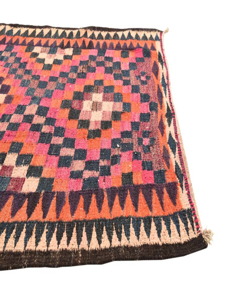 Detail image of 4' 2 x 9' 3  Hand Woven Kilim Fars Wool Runner Rug