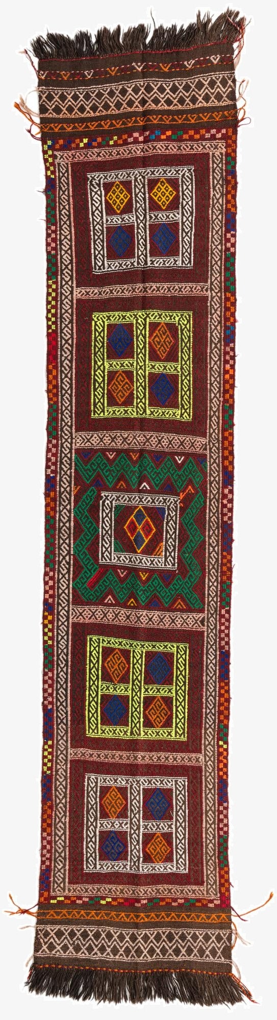 2' x 9' 6  Hand Knotted Kilim Fars Persian Wool Runner Rug