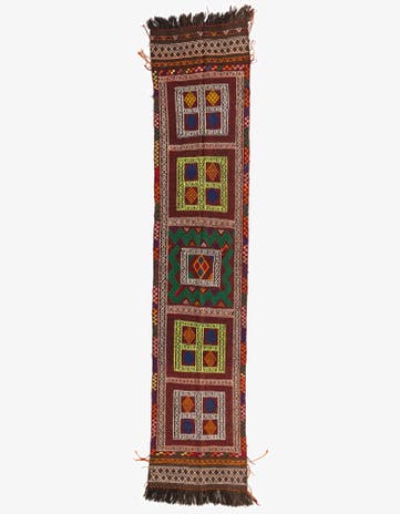 2' x 9' 6 Hand Knotted Kilim Fars Persian Wool Runner Rug