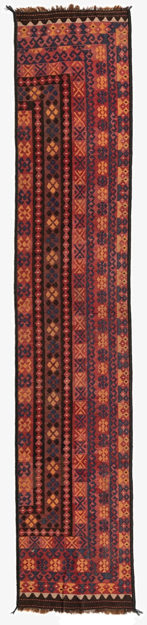 85cm x 442cm  Hand Woven Kilim Fars Wool Runner Rug