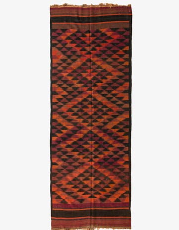 4' 5 x 12' 3 Hand Woven Kilim Fars Wool Runner Rug