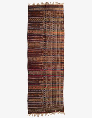 4' 5 x 13' 3 Hand Woven Kilim Fars Wool Runner Rug