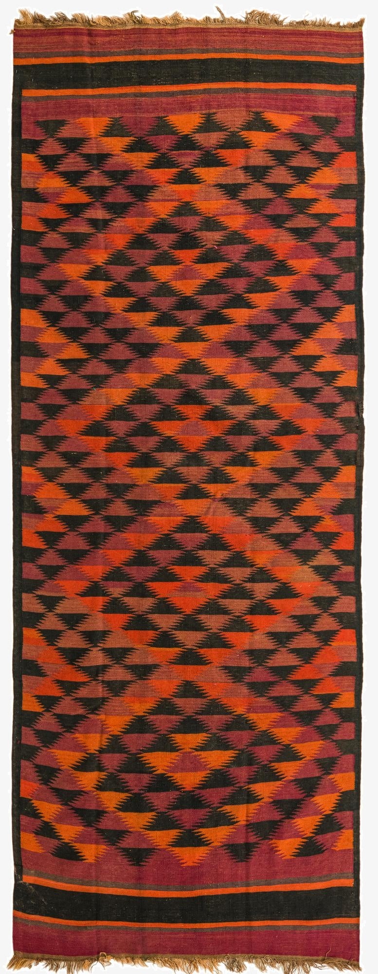 4' 5 x 11' 9  Hand Woven Kilim Fars Wool Runner Rug
