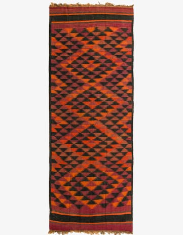 4' 5 x 11' 9 Hand Woven Kilim Fars Wool Runner Rug