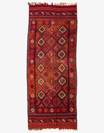 4' 6 x 11' 1 Hand Woven Kilim Fars Wool Runner Rug