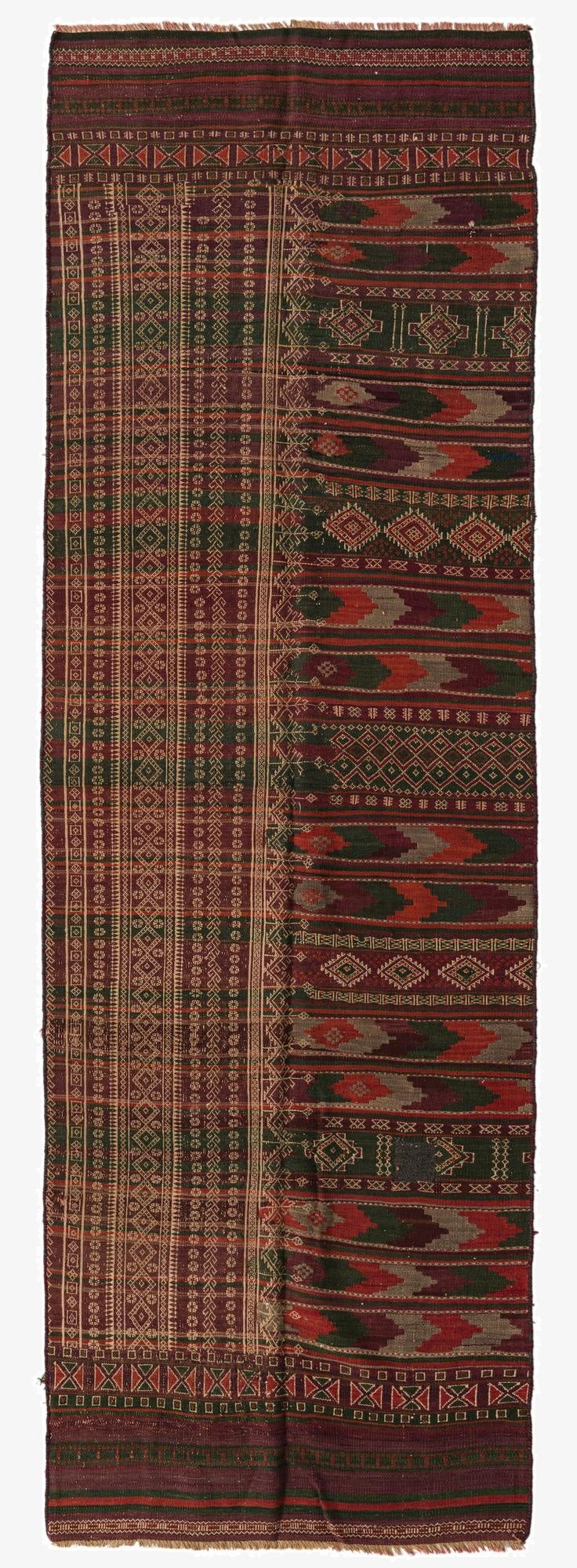 3' 4 x 10'  Hand Woven Kilim Fars Wool Runner Rug