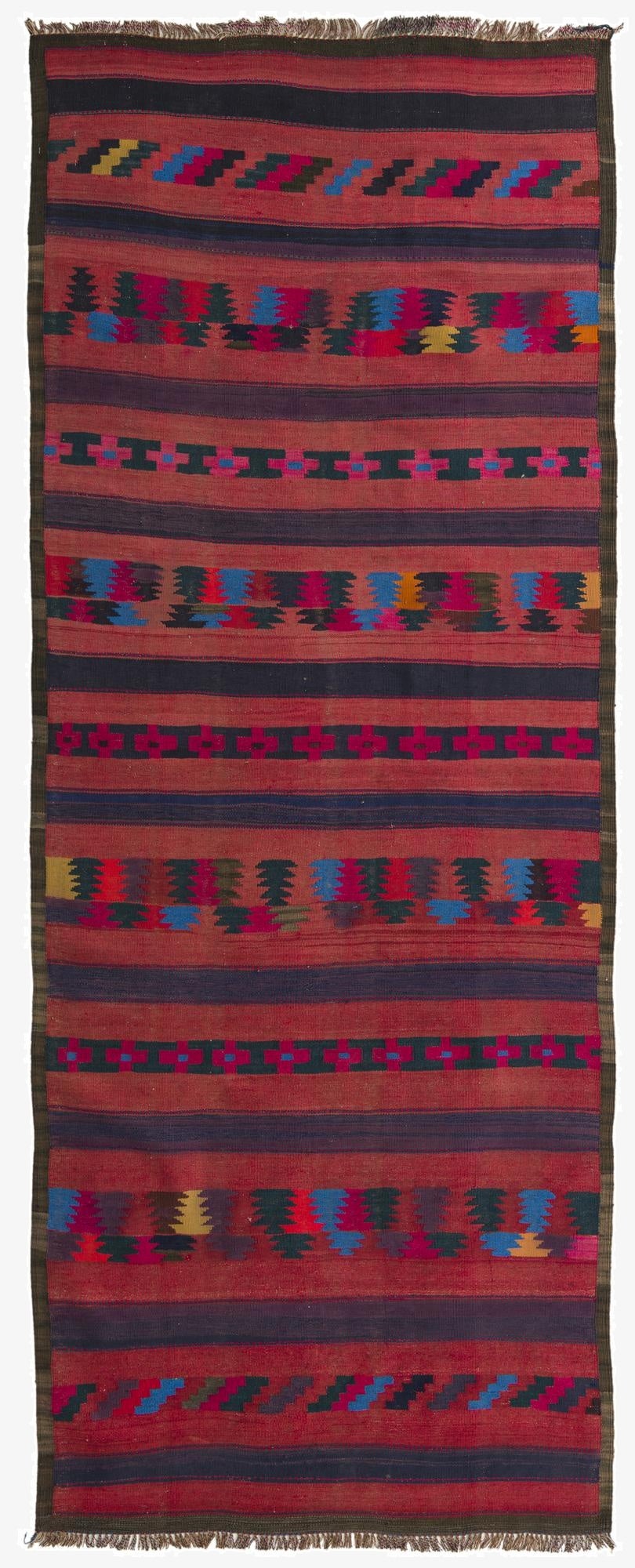 4' 1 x 10' 8  Hand Woven Kilim Fars Wool Runner Rug