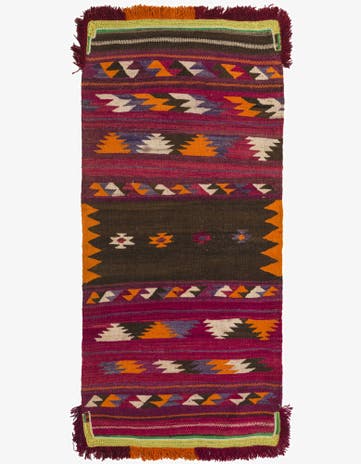 3' 2 x 6' 9 Hand Woven Kilim Fars Wool Runner Rug