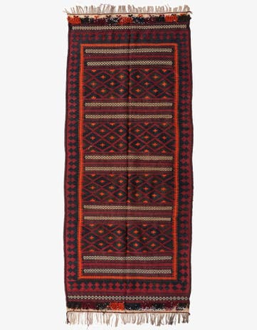 4' 1 x 9' 6 Hand Woven Kilim Fars Wool Runner Rug