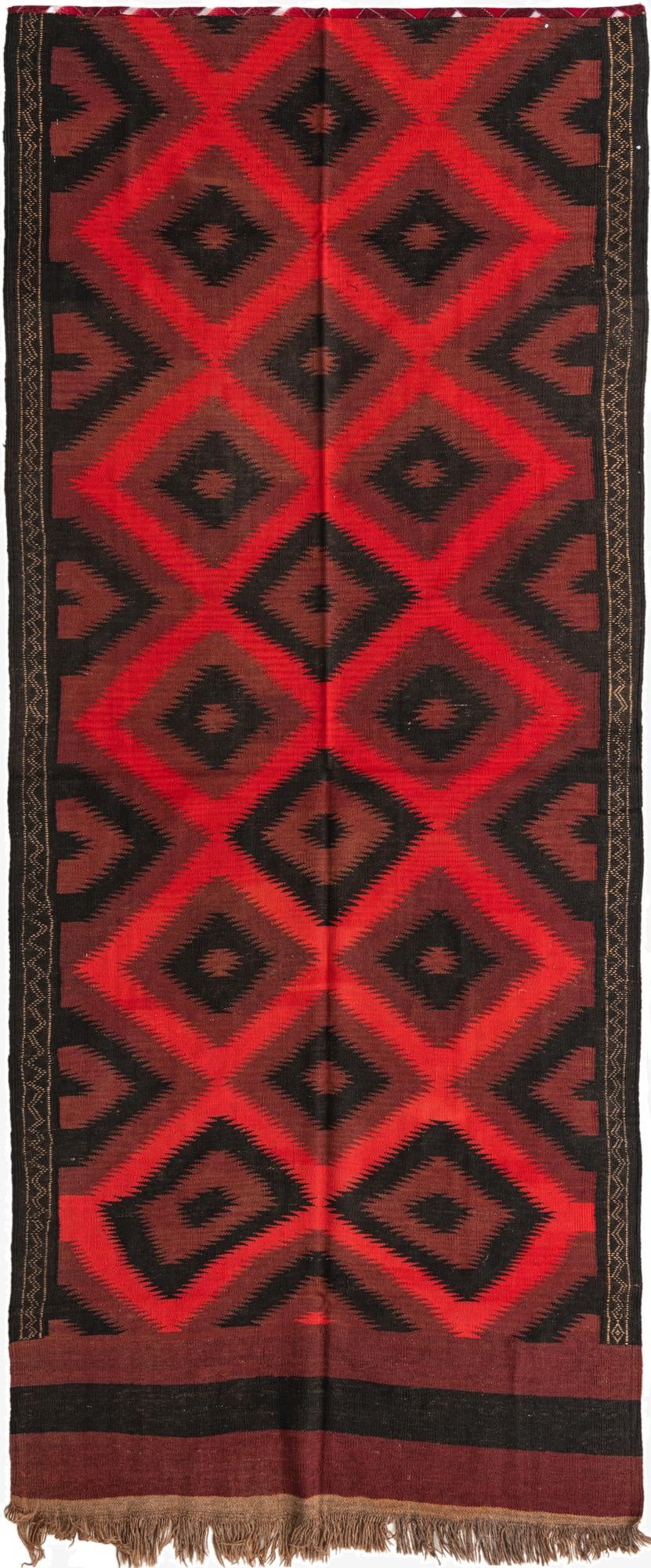 4' 3 x 10' 6  Hand Woven Kilim Fars Wool Runner Rug