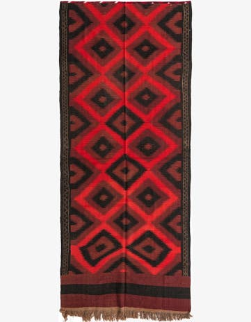 4' 3 x 10' 6 Hand Woven Kilim Fars Wool Runner Rug