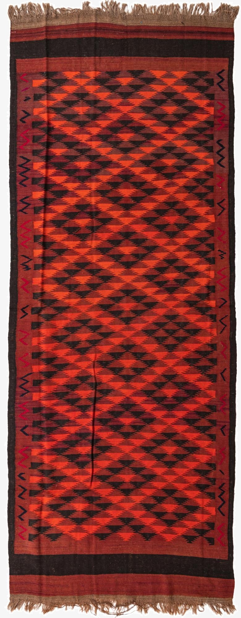 4' 4 x 12' 1  Hand Woven Kilim Fars Wool Runner Rug