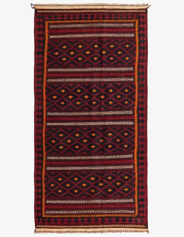 4' 6 x 9' 5 Hand Woven Kilim Fars Wool Runner Rug