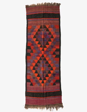 3' 7 x 10' 4 Hand Woven Kilim Fars Wool Runner Rug