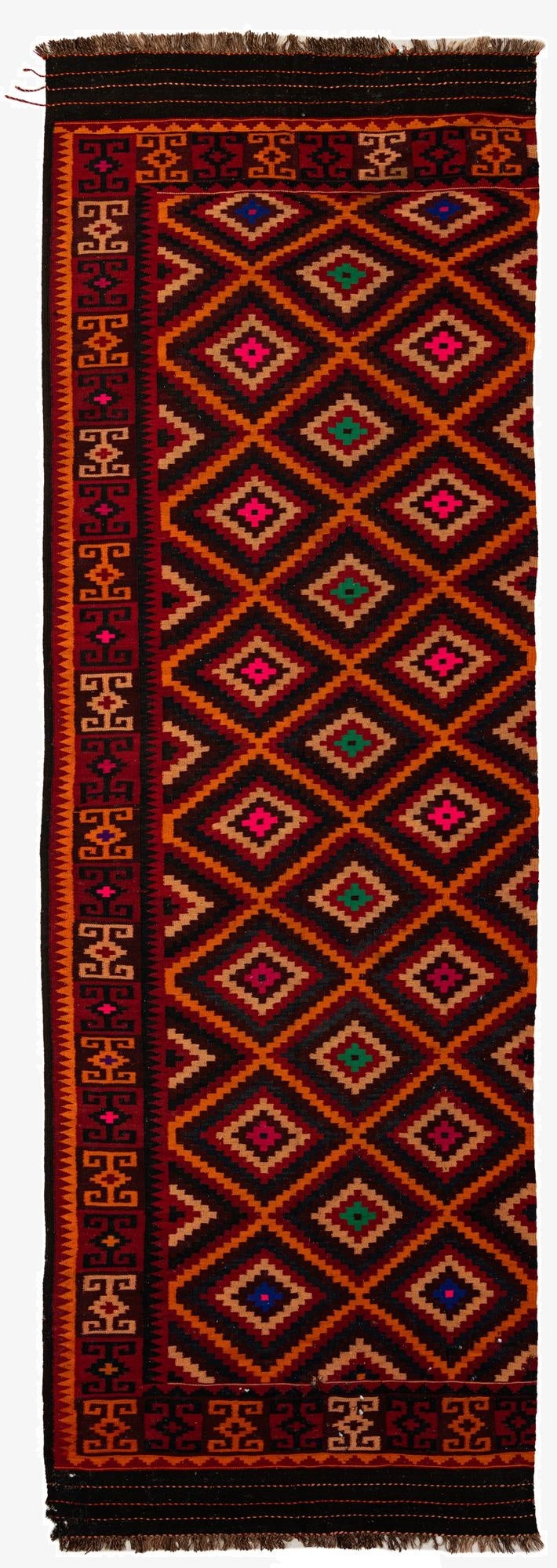 137cm x 427cm  Hand Woven Kilim Fars Wool Runner Rug