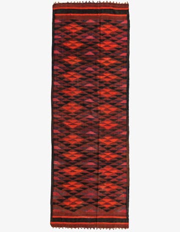 4' 4 x 12' 10 Hand Woven Kilim Fars Wool Runner Rug