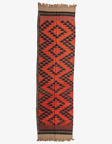 4' 2 x 14' 8 Hand Woven Kilim Fars Wool Runner Rug