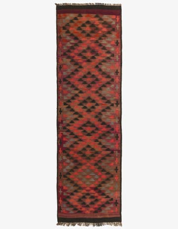 4' 2 x 14' Hand Woven Kilim Fars Wool Runner Rug