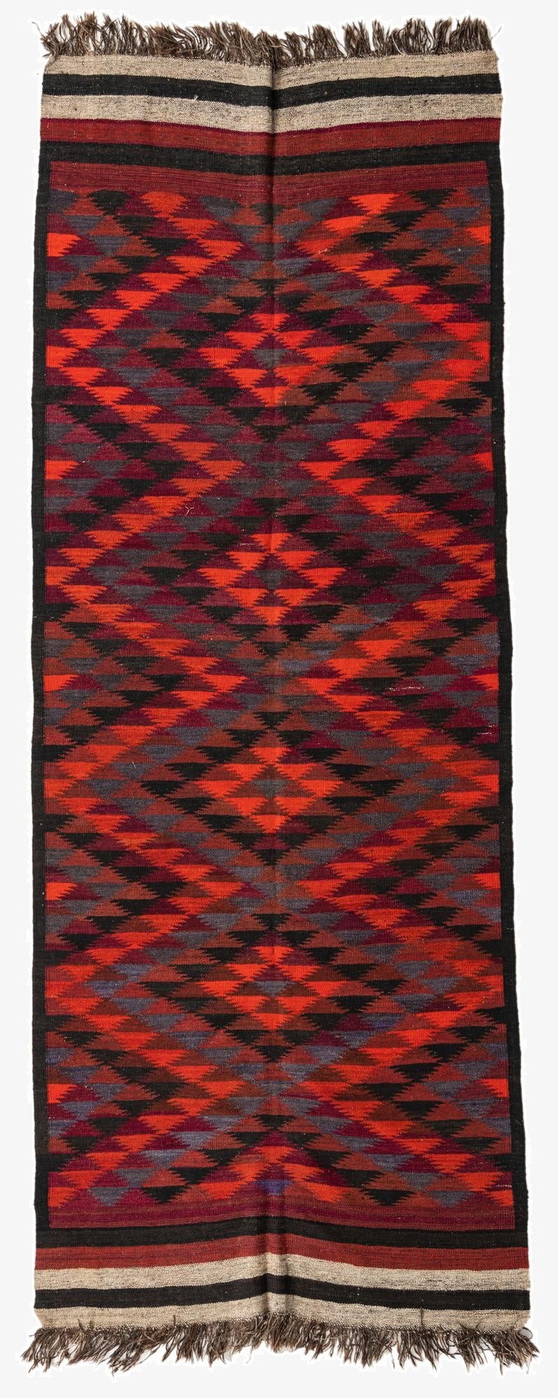 4' 7 x 11' 10  Hand Woven Kilim Fars Wool Runner Rug