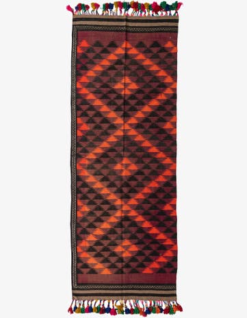 4' 3 x 11' 10 Hand Woven Kilim Fars Wool Runner Rug