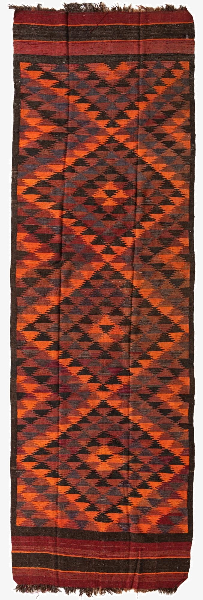 4' 6 x 14' 5  Hand Woven Kilim Fars Wool Runner Rug