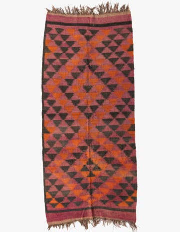 4' 5 x 9' 9 Hand Woven Kilim Fars Wool Runner Rug