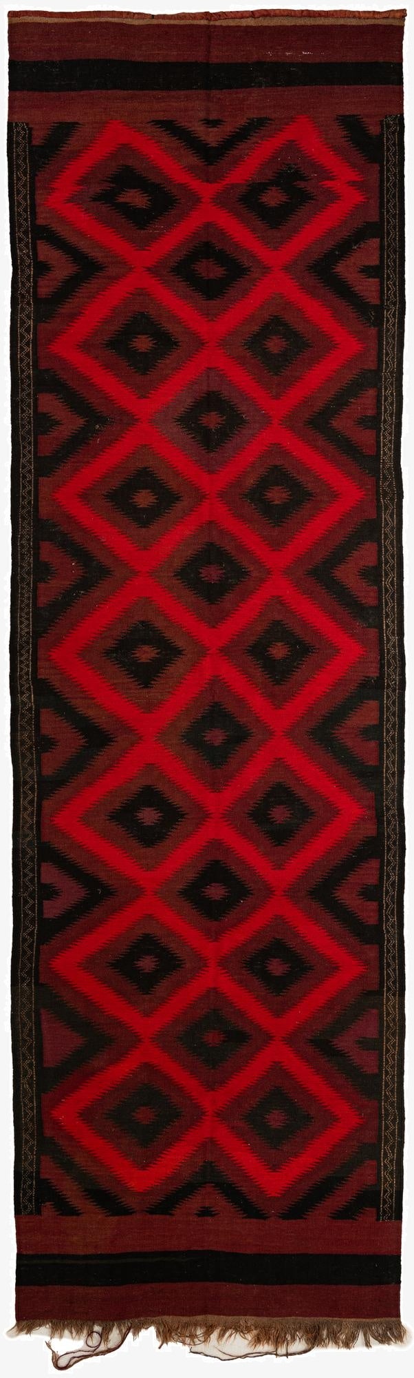4' 2 x 14' 4  Hand Woven Kilim Fars Wool Runner Rug