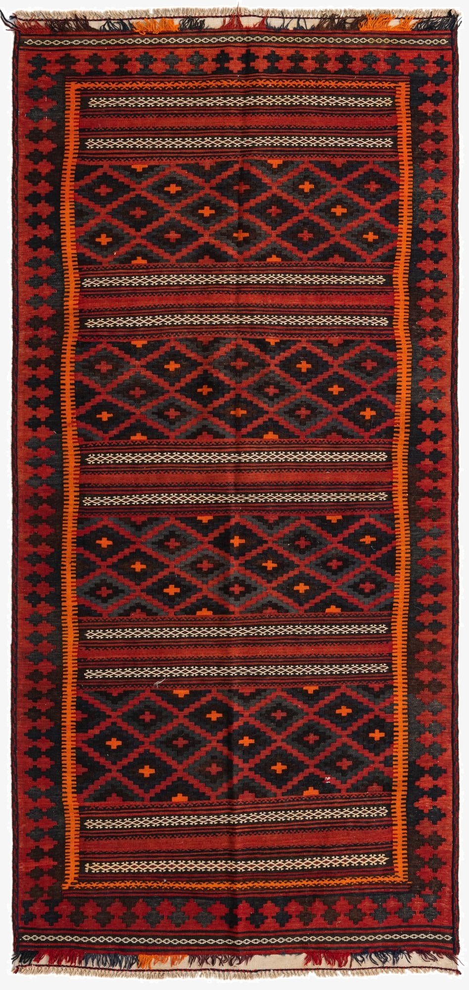 4' 3 x 9' 3  Hand Woven Kilim Fars Wool Runner Rug