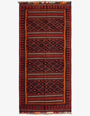 4' 3 x 9' 3 Hand Woven Kilim Fars Wool Runner Rug