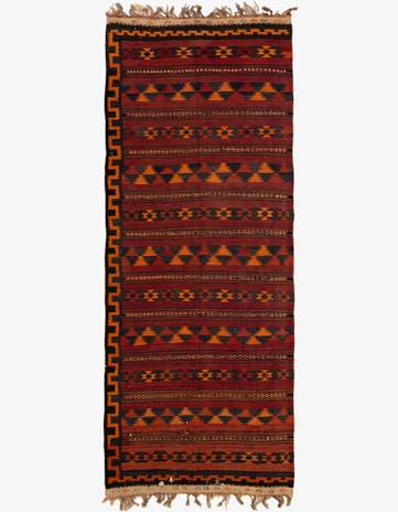 4' 4 x 11' 1 Hand Woven Kilim Fars Wool Runner Rug