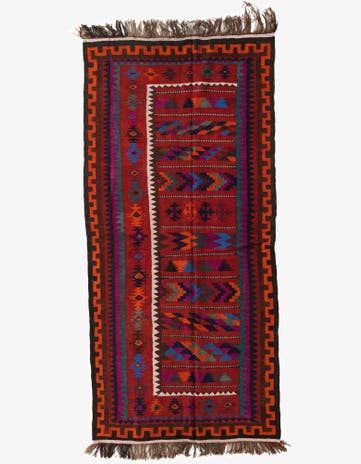 4' 4 x 9' 2 Hand Woven Kilim Fars Wool Runner Rug