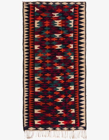 4' 6 x 9' Hand Woven Kilim Fars Wool Runner Rug