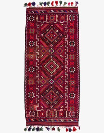 4' 10 x 10' 7 Hand Knotted Kilim Fars Persian Wool Runner Rug
