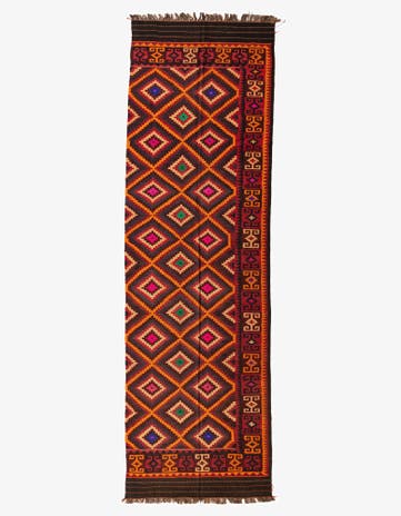 4' 3 x 14' Hand Woven Kilim Fars Wool Runner Rug