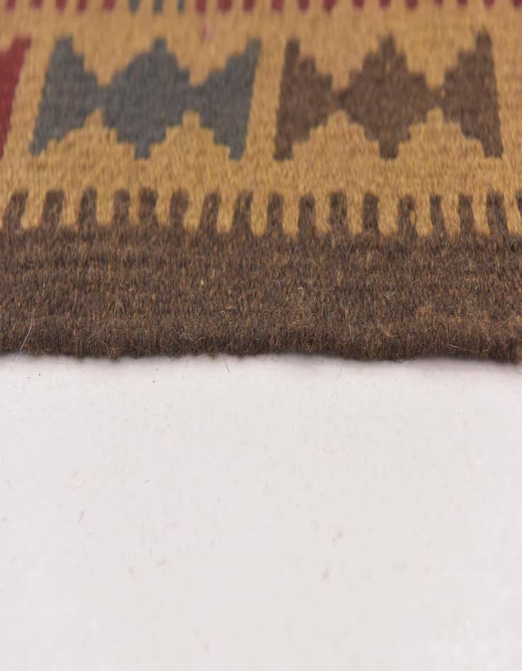 Detail image of 2' x 6' 4  Hand Woven Kilim Maymana Wool Runner Rug