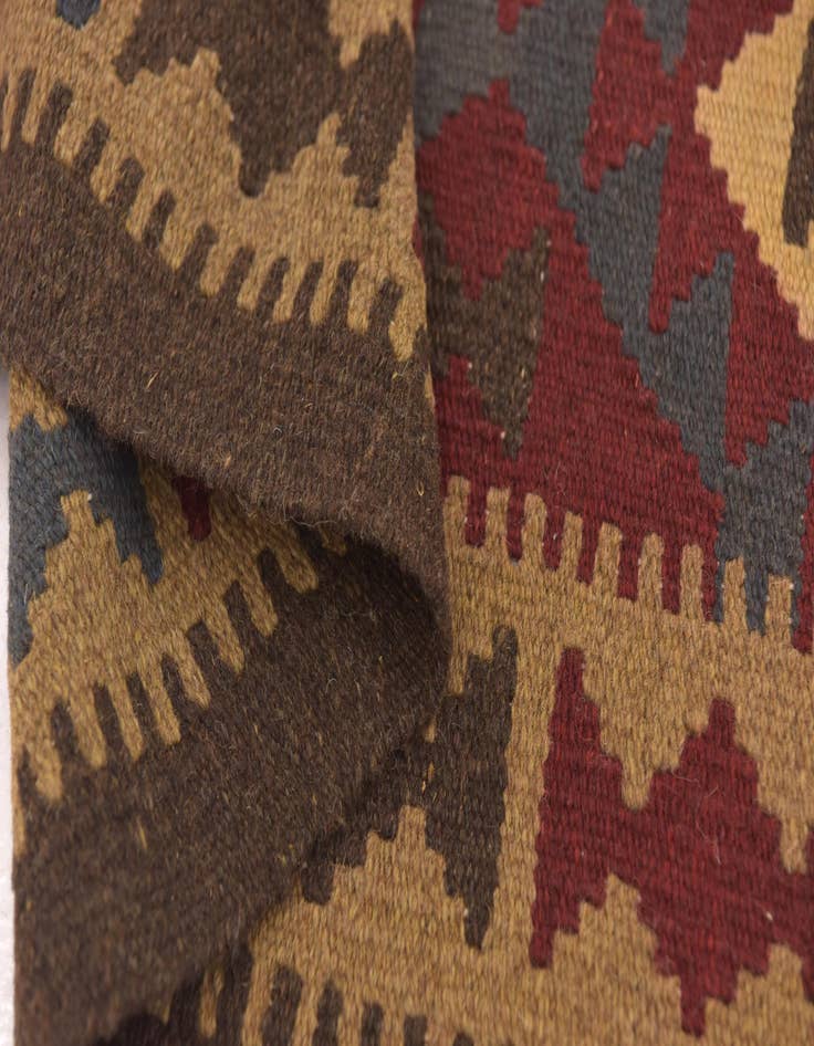 Detail image of 2' x 6' 4  Hand Woven Kilim Maymana Wool Runner Rug