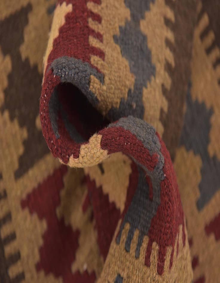 Detail image of 2' x 6' 4  Hand Woven Kilim Maymana Wool Runner Rug