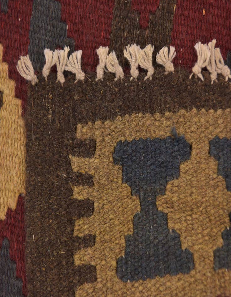 Detail image of 2' x 6' 4  Hand Woven Kilim Maymana Wool Runner Rug