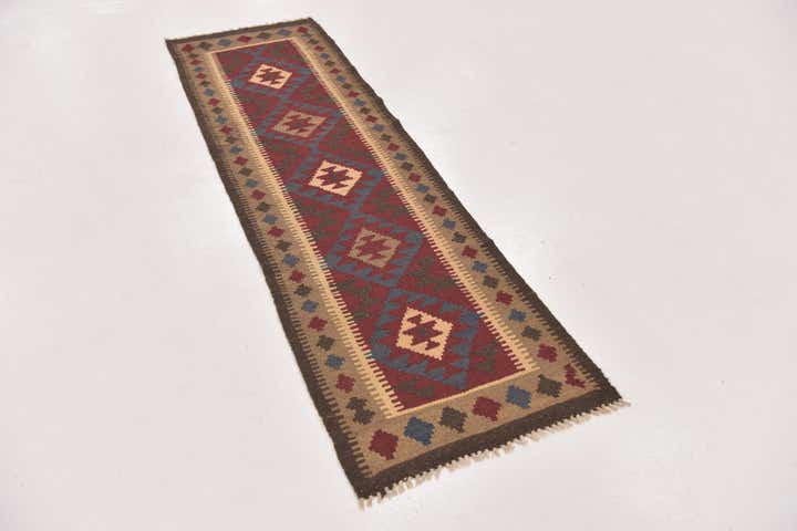 2' x 6' 6 Hand Woven Kilim Maymana Wool Runner Rug